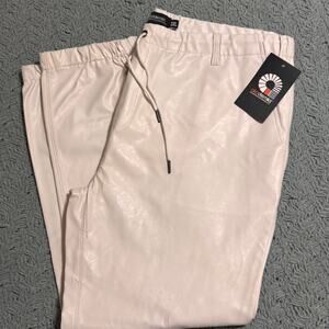 Akademiks Faux Leather Jogger Pants Cream 3XL Y2K Streetwear NWT